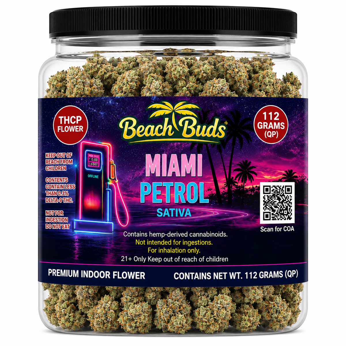 Miami Petrol THCP Flower 112g packaged product