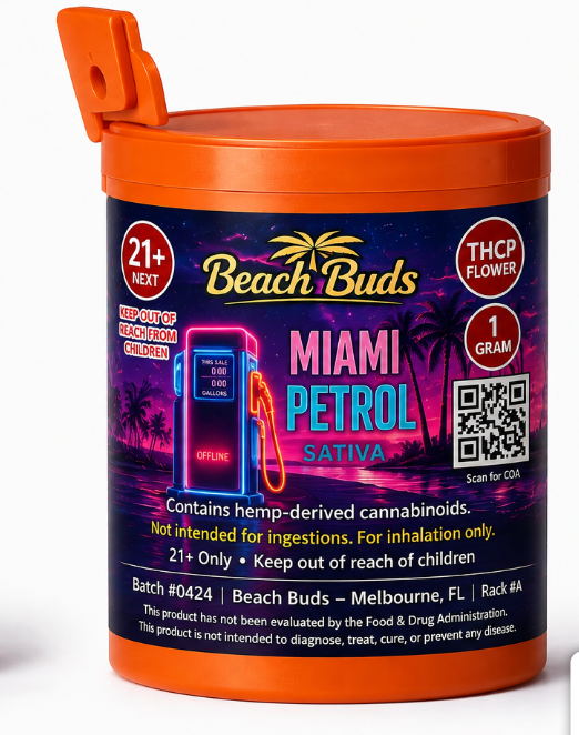 Miami Petrol THCP Flower 1g packaged product