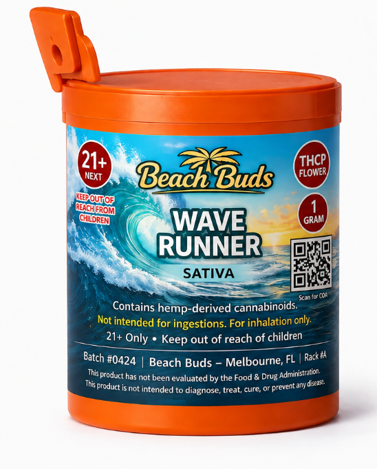 Wave Runner THCP Flower 1g packaged product