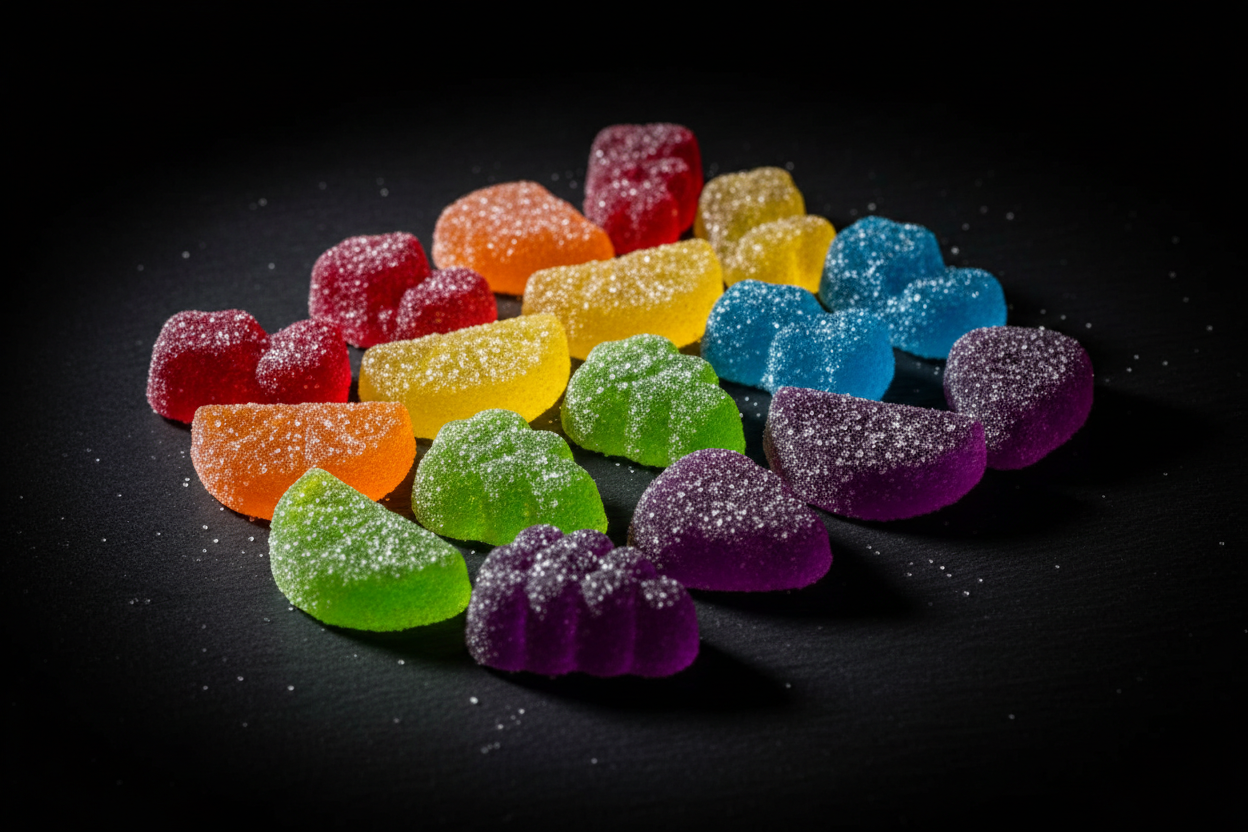 still want it to look like hemp eddibles though just only colorful gummies 